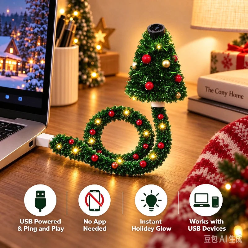 Choinka-projektor USB podłączona do laptopa (grafika poglądowa dostawcy)